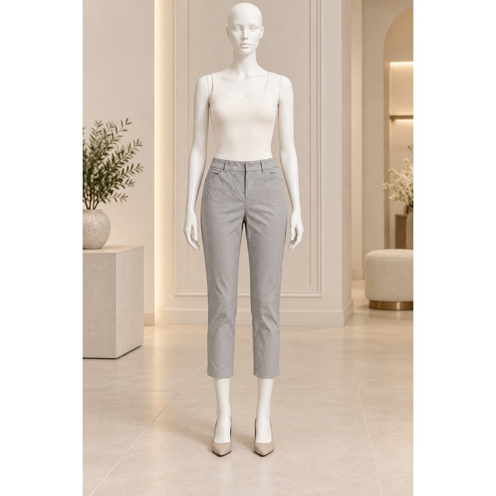 New York & Company Womens Capri Pants Gray Stretch Cotton Blend Size 4